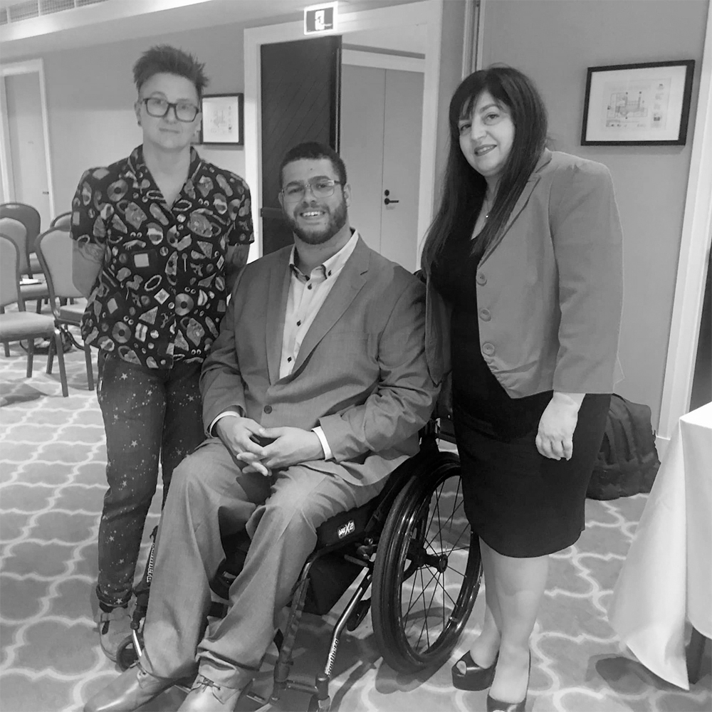 Katharine Annear pictured with Alliance co-chair Jenny Karavolas and Senator Jordon Steele-John at the Australian Autism Alliance, 2023.